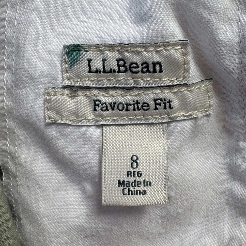 LL Bean Pants Women Sz 8 Reg Olive Green Cotton Casual Chino Classic Preppy - Picture 6 of 11